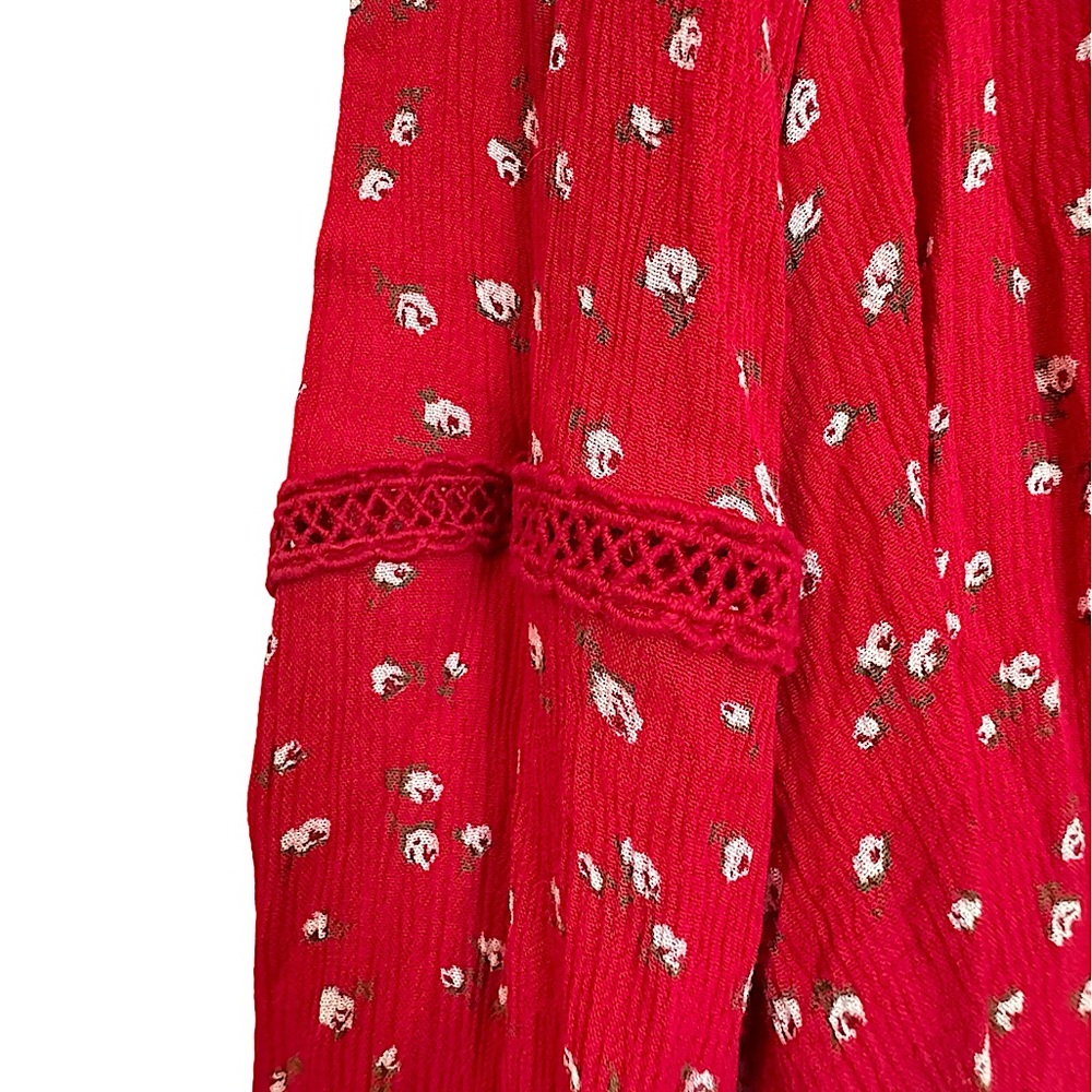 Hollister Womens Red Floral Long-Sleeve Size XS - Picture 4 of 6